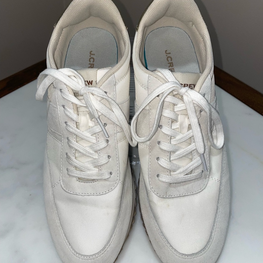 J. Crew Women's Shoes Sneakers Trainers Cream with Gold Accents - Picture 3 of 5